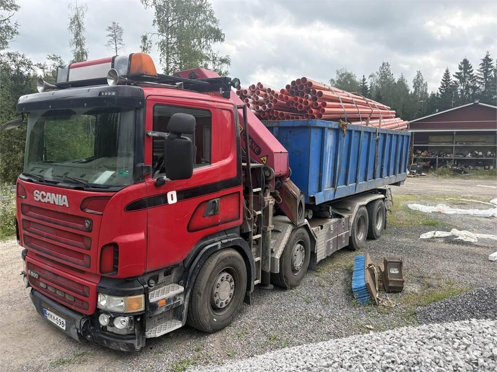 Scania R500 Vlakke laadvloer met kraan