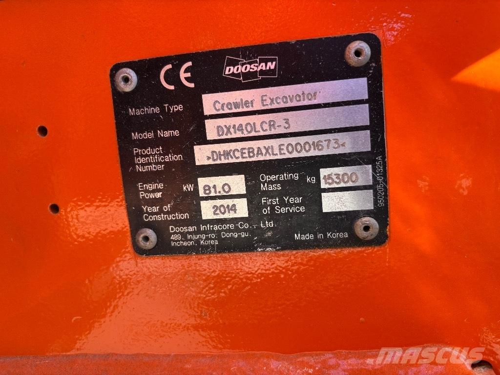 Doosan DX 140 LCR-3 Rupsgraafmachines