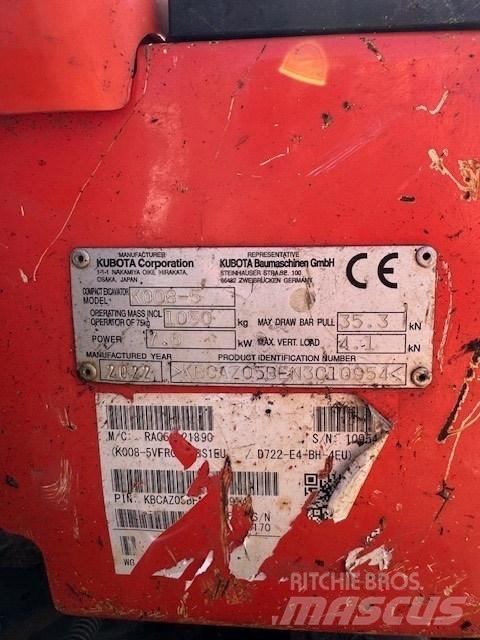 Kubota K 008-5 Minigraafmachines < 7t
