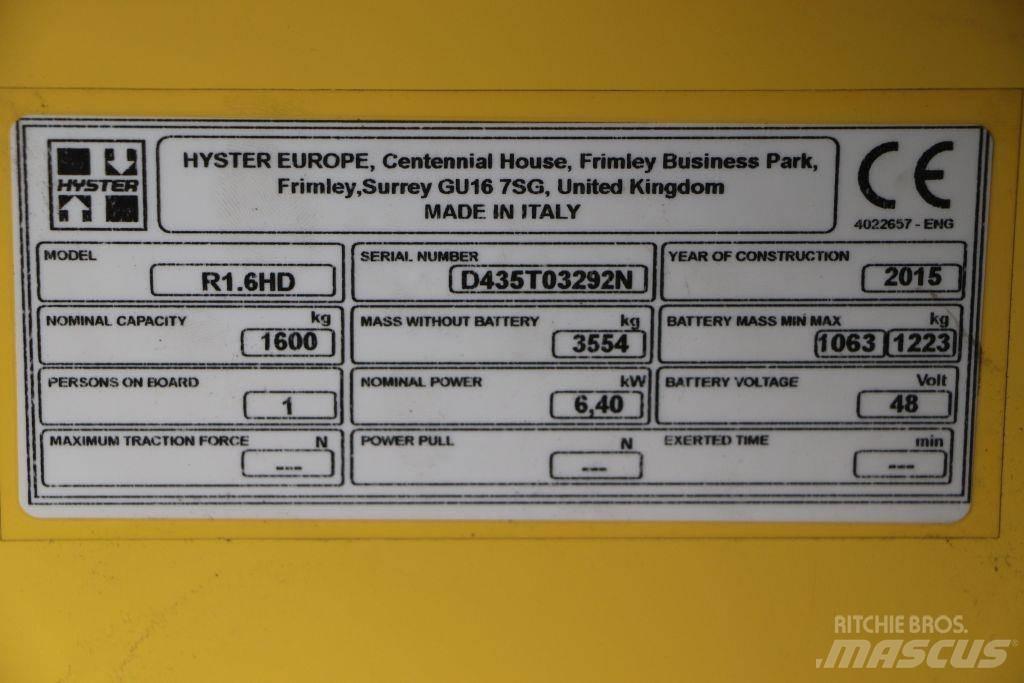 Hyster R 1.6 Elektrische heftrucks