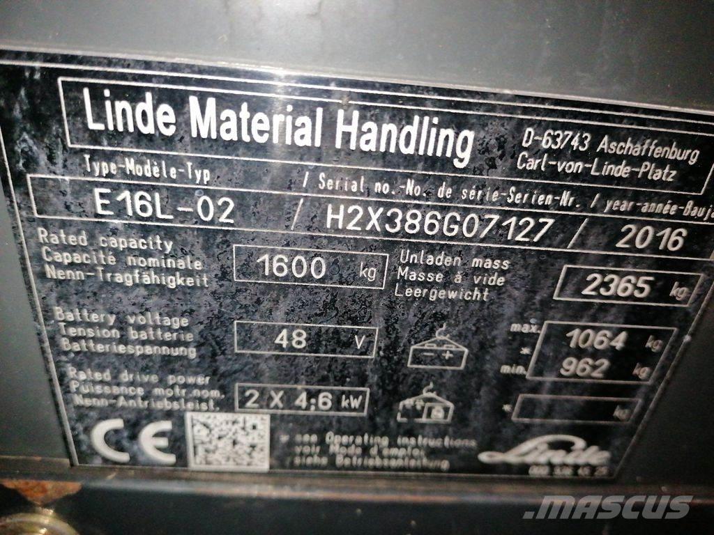 Linde E16L-02 Elektrische heftrucks