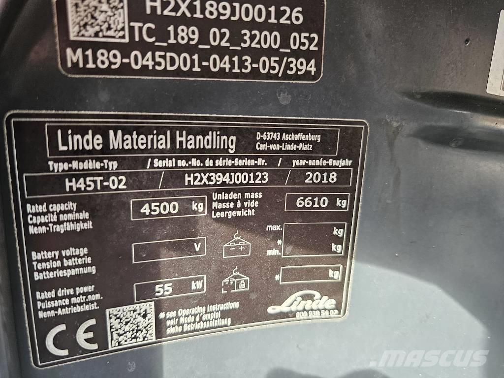 Linde H45T-02 LPG heftrucks