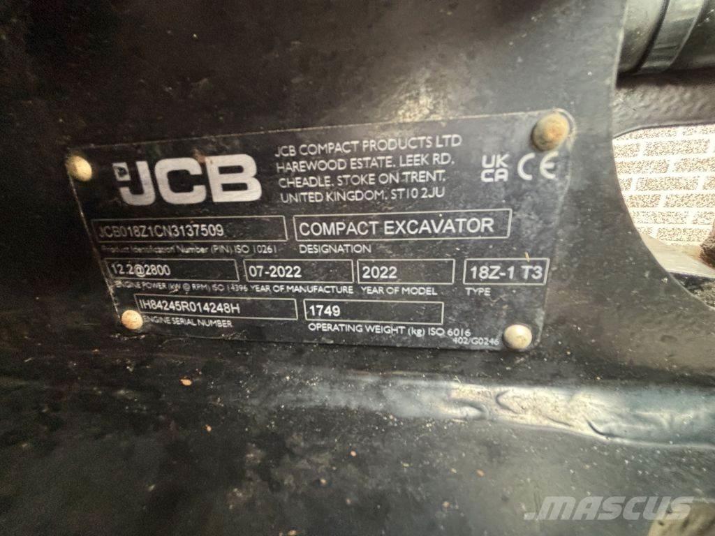 JCB 18Z Minigraafmachines < 7t