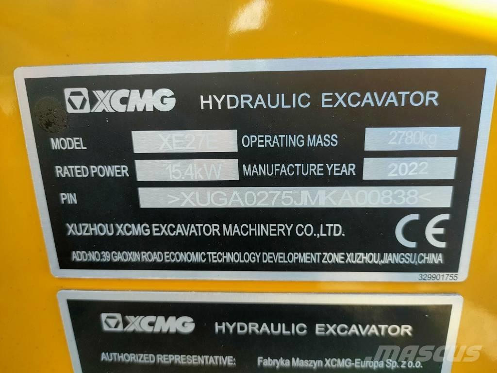 XCMG XE 27 E Minigraafmachines < 7t