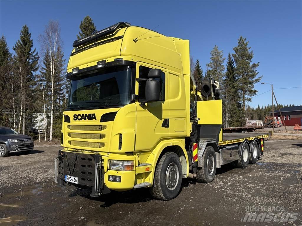 Scania R164G 8*4 Vlakke laadvloer met kraan