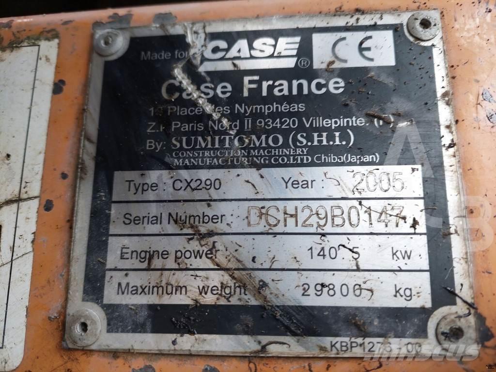 CASE CX 290 Rupsgraafmachines