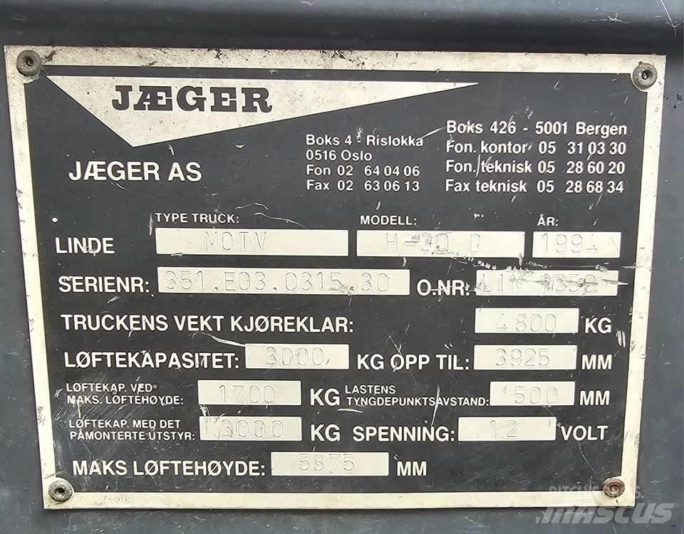Linde H 30 D Diesel heftrucks