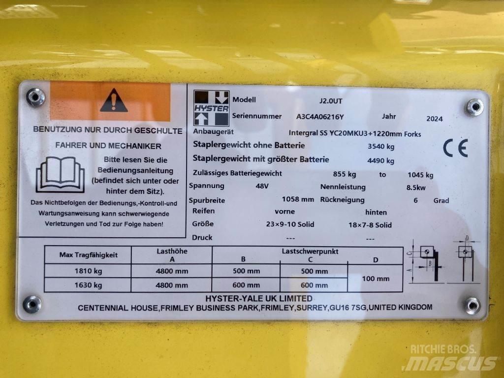 Hyster J 2.0 UT Elektrische heftrucks