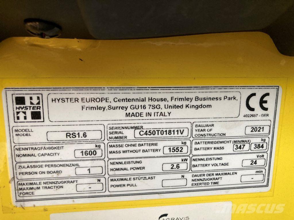 Hyster RS 1.6 IL Zelfrijdende stapelaars