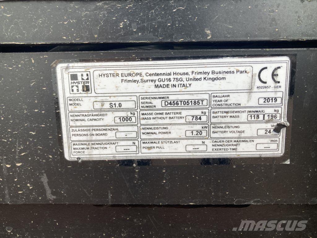 Hyster S 1.0 Meeloop stapelaar