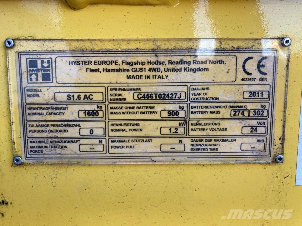 Hyster S 1.6 AC Meeloop stapelaar