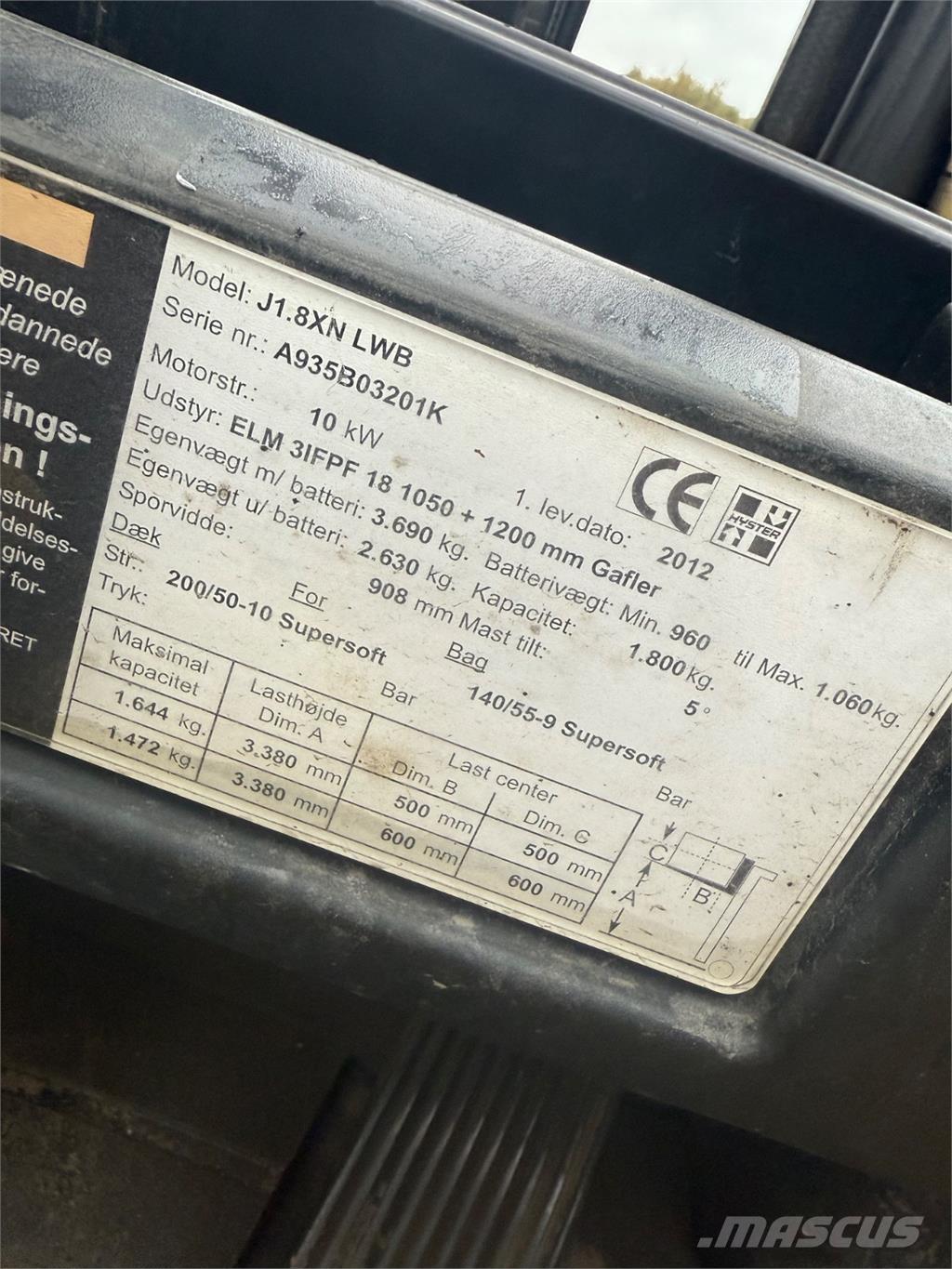 Hyster J1.8XN Elektrische heftrucks