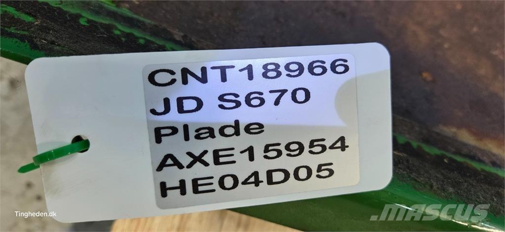 John Deere S670 Accessoires voor maaidorsmachines