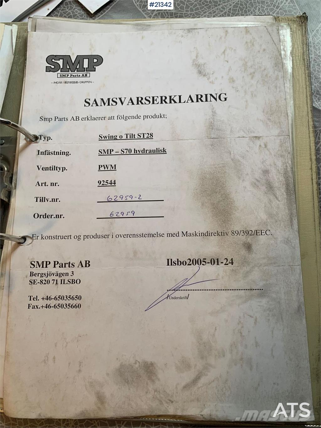 SMP S70 Rotortilt Overige componenten