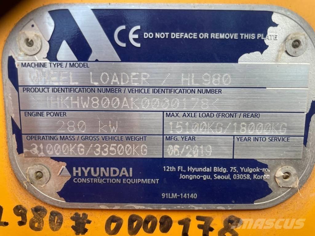 Hyundai HL 980 Wielladers