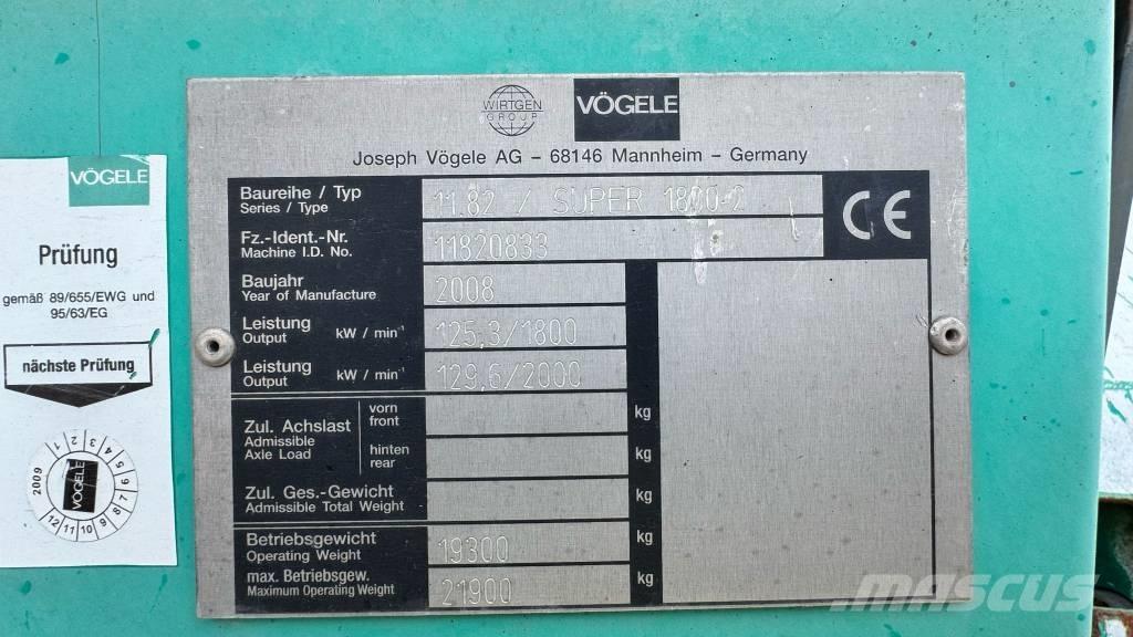 Vögele Super 1800-2 Asfaltafwerkmachines