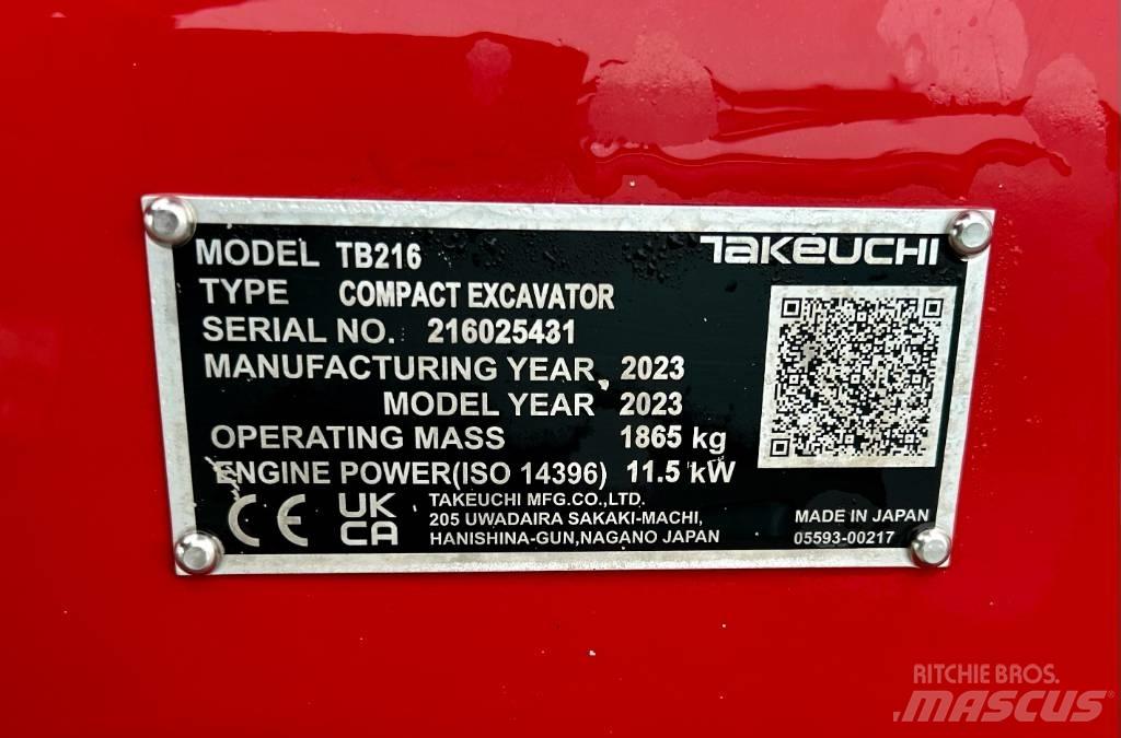 Takeuchi TB 216A V4 Minigraafmachines < 7t