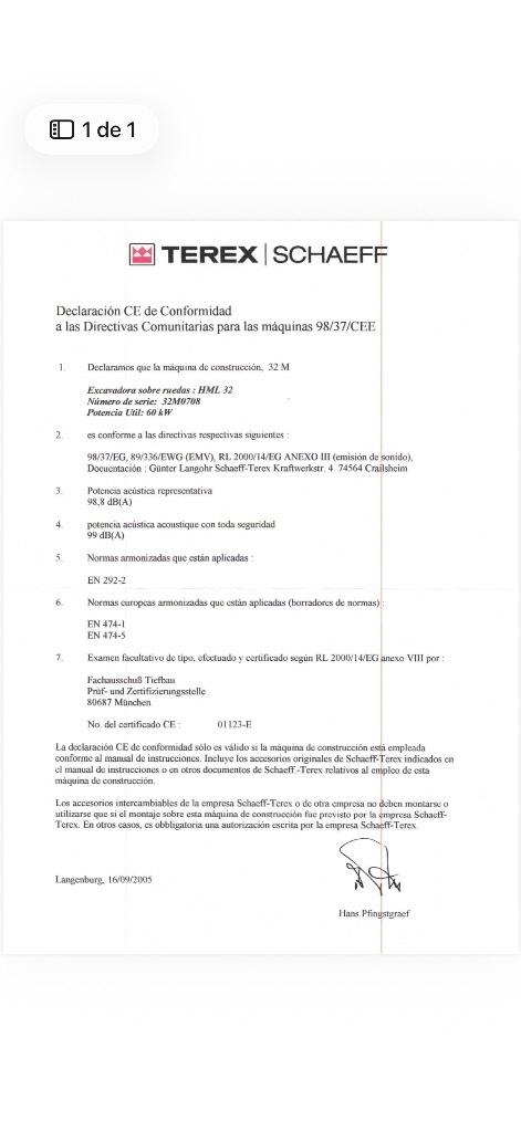 Terex HML 32 Wielgraafmachines