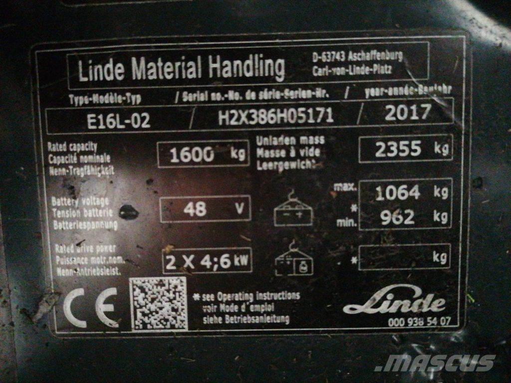 Linde E16L-02 Elektrische heftrucks