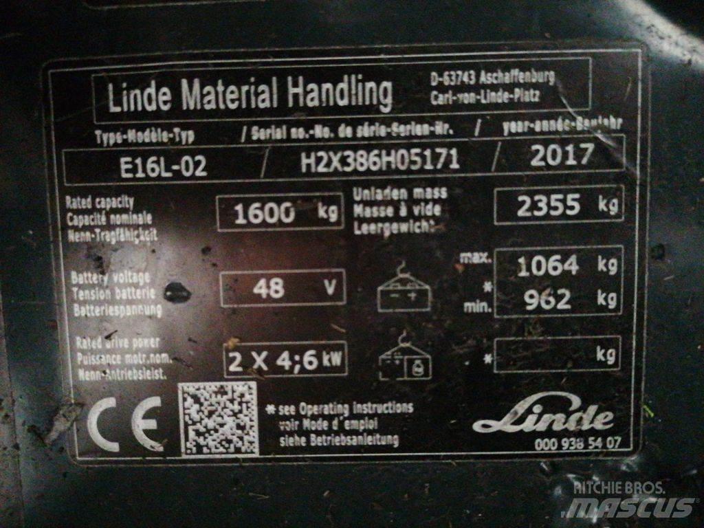 Linde E16L-02 Elektrische heftrucks