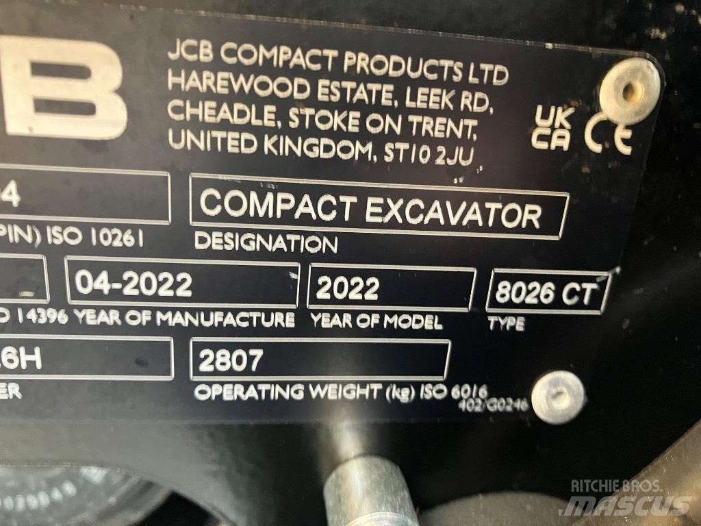 JCB 8026 CTS Minigraafmachines < 7t