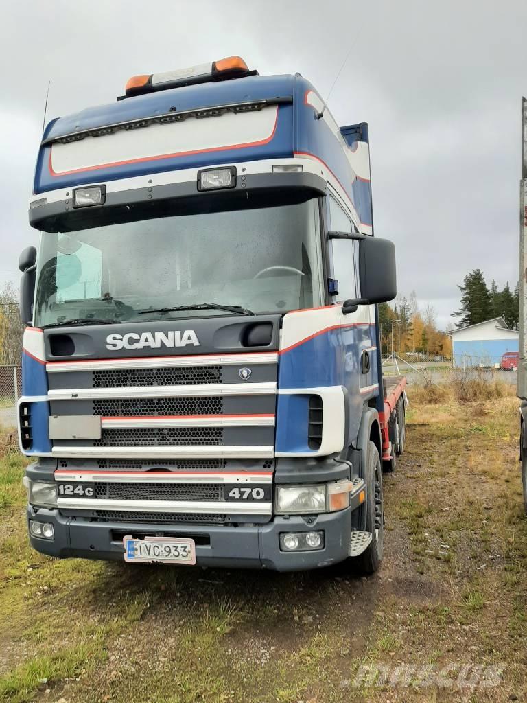 Scania R 124 Vlakke laadvloer met kraan