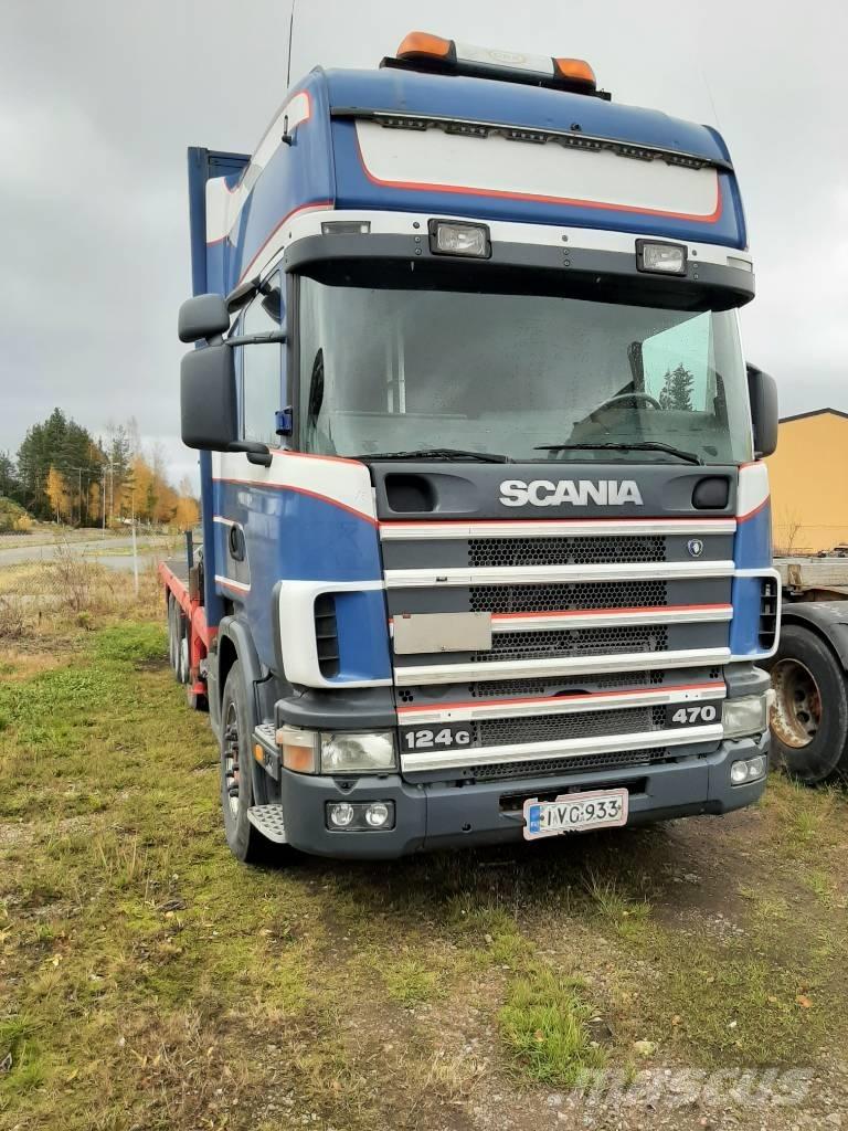 Scania R 124 Vlakke laadvloer met kraan