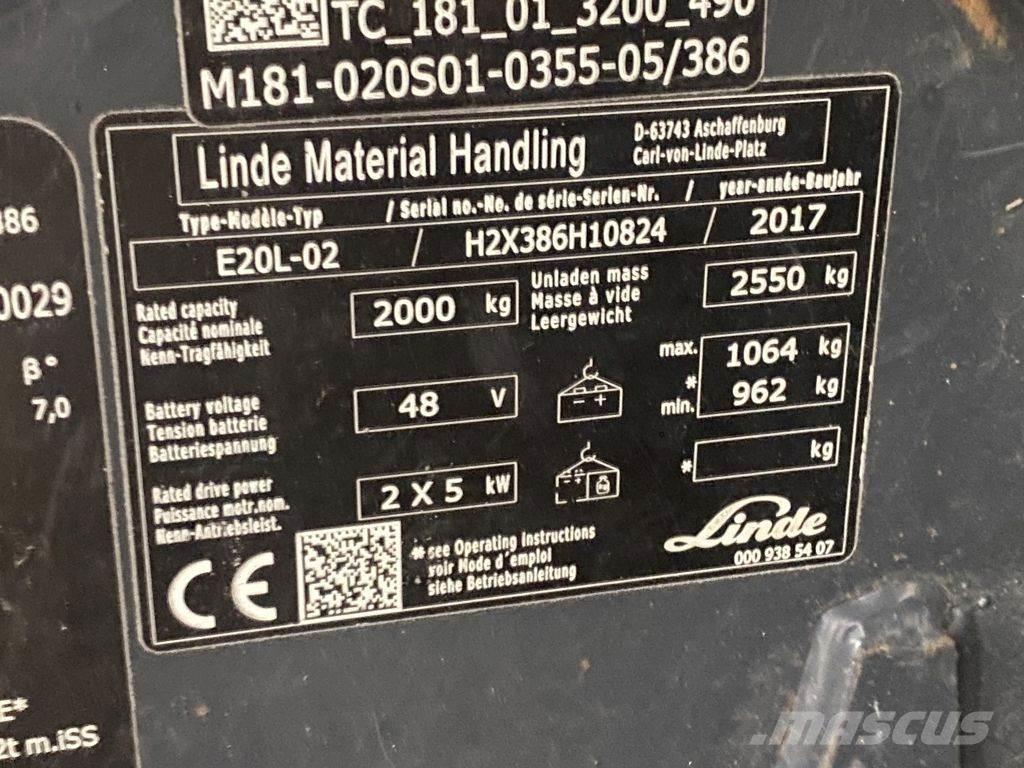 Linde E20L-02 Elektrische heftrucks