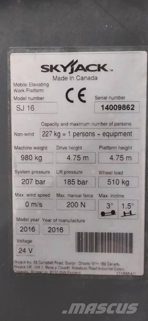 SkyJack SJ 16 Personenliften en invalideliften