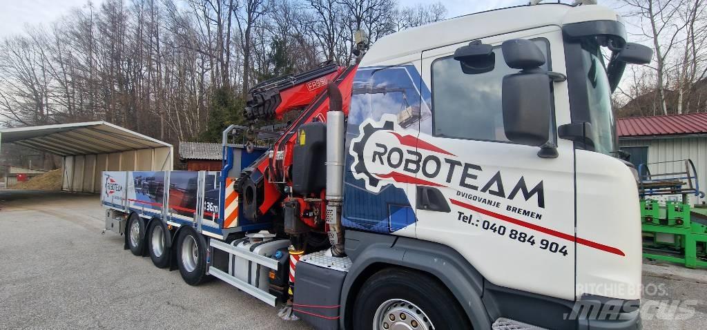 Scania G 490 Vlakke laadvloer met kraan
