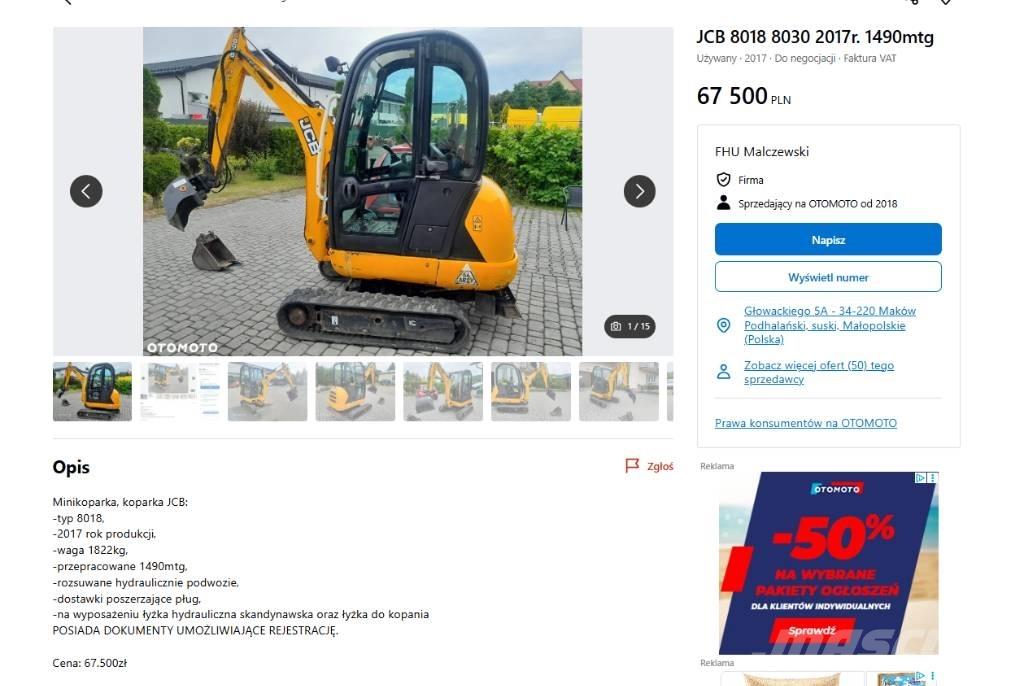 JCB 8030 Minigraafmachines < 7t