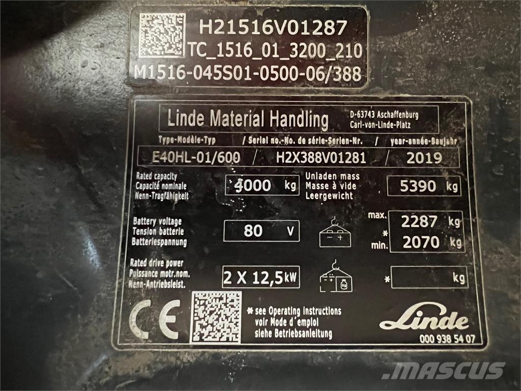 Linde E 40/600 HL Elektrische heftrucks