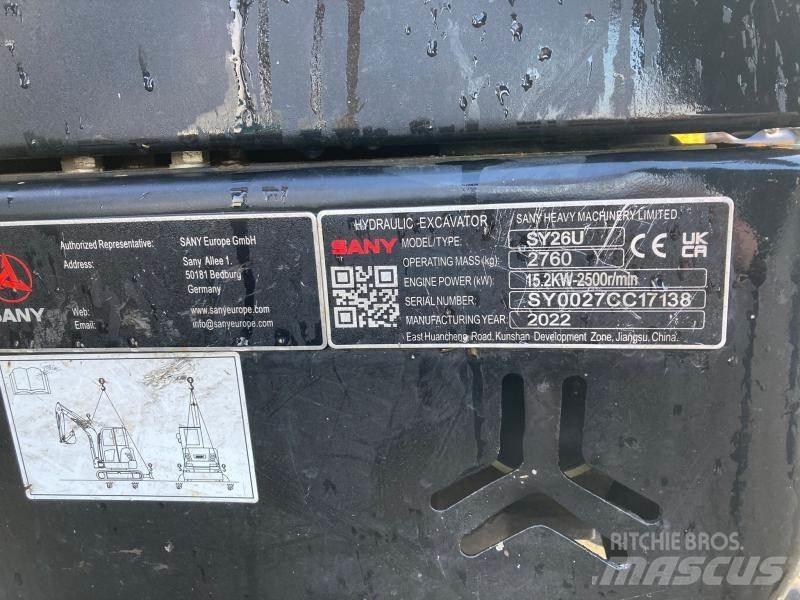 Sany SY26U Minigraafmachines < 7t