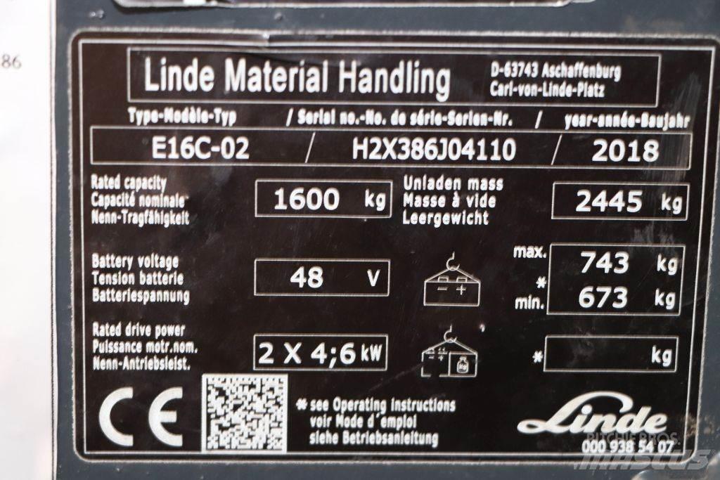 Linde E16C-02 Elektrische heftrucks