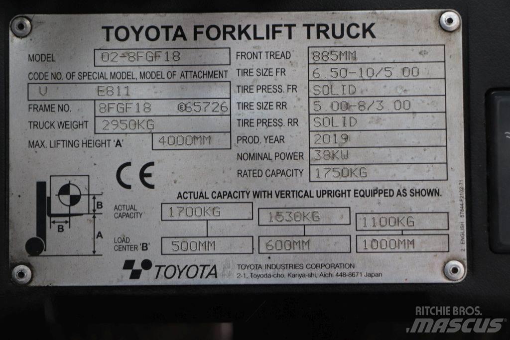 Toyota 02-8FGF18 LPG heftrucks