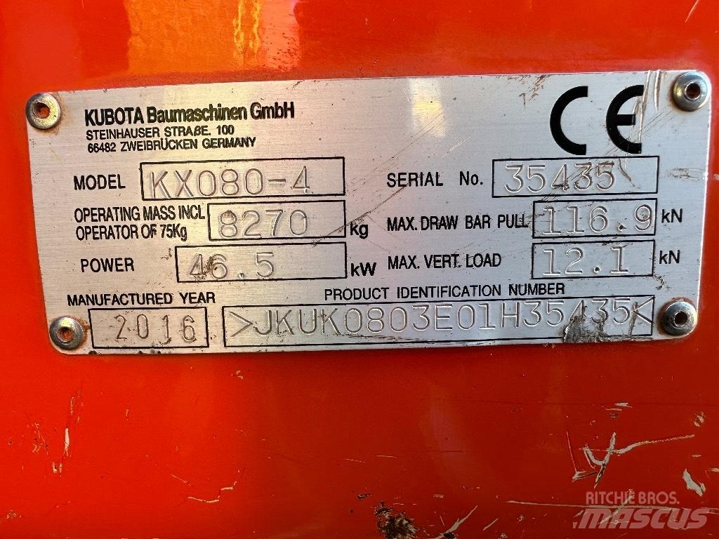 Kubota KX 080-4 Minigraafmachines < 7t