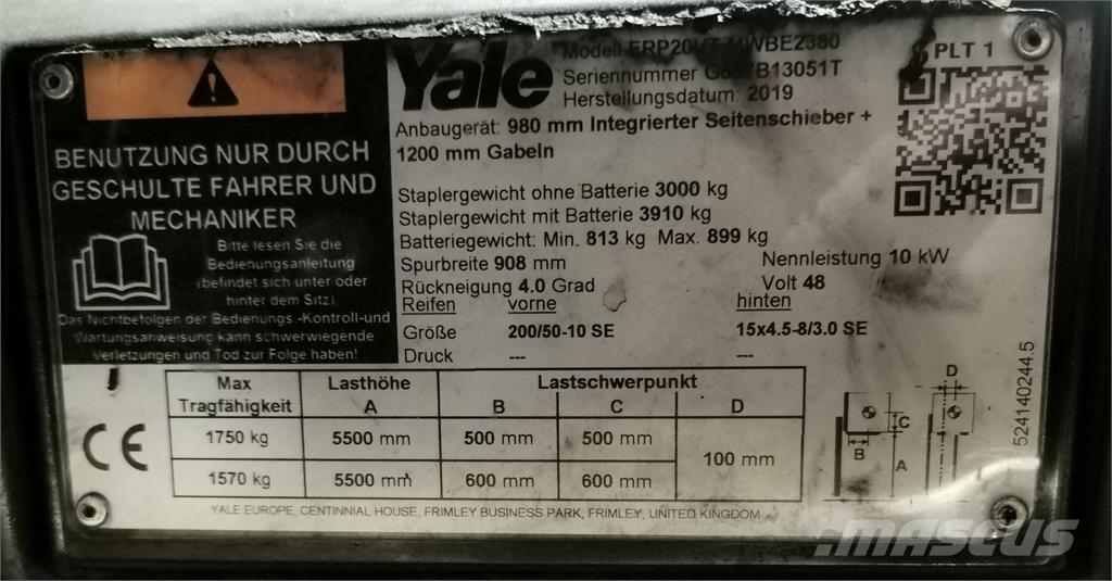 Yale ERP20VT MWB Elektrische heftrucks