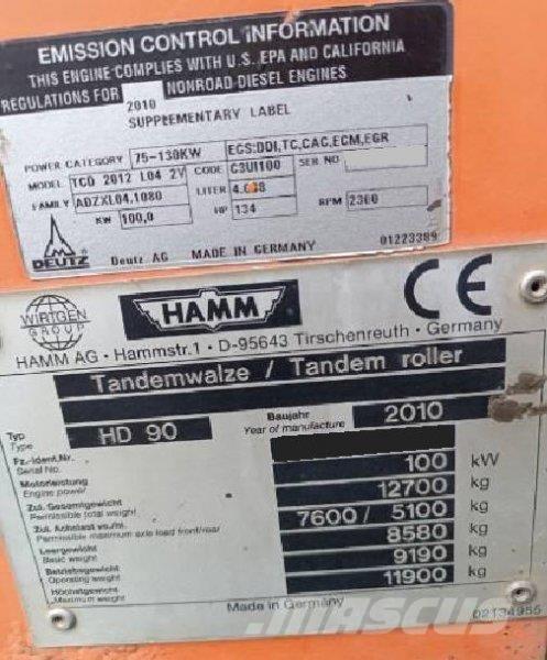Hamm HD 90 Bouw - Overige