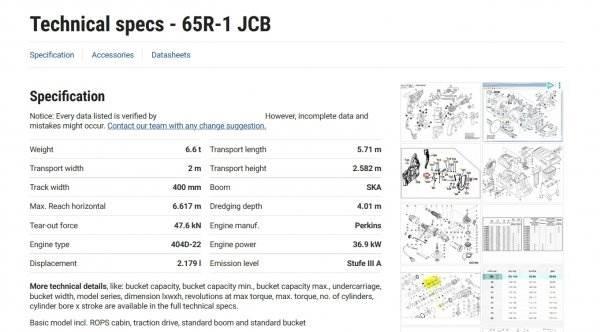 JCB 65 R1 Minigraafmachines < 7t