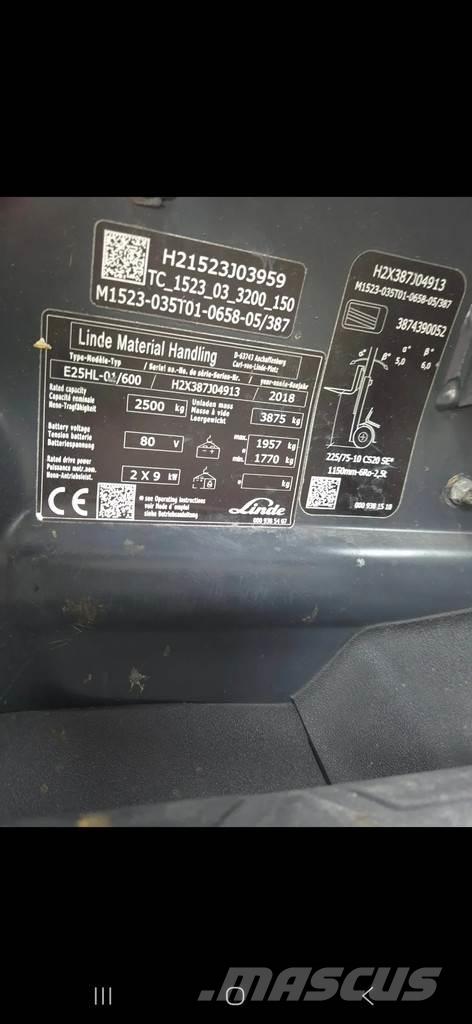 Linde h 25 Elektrische heftrucks