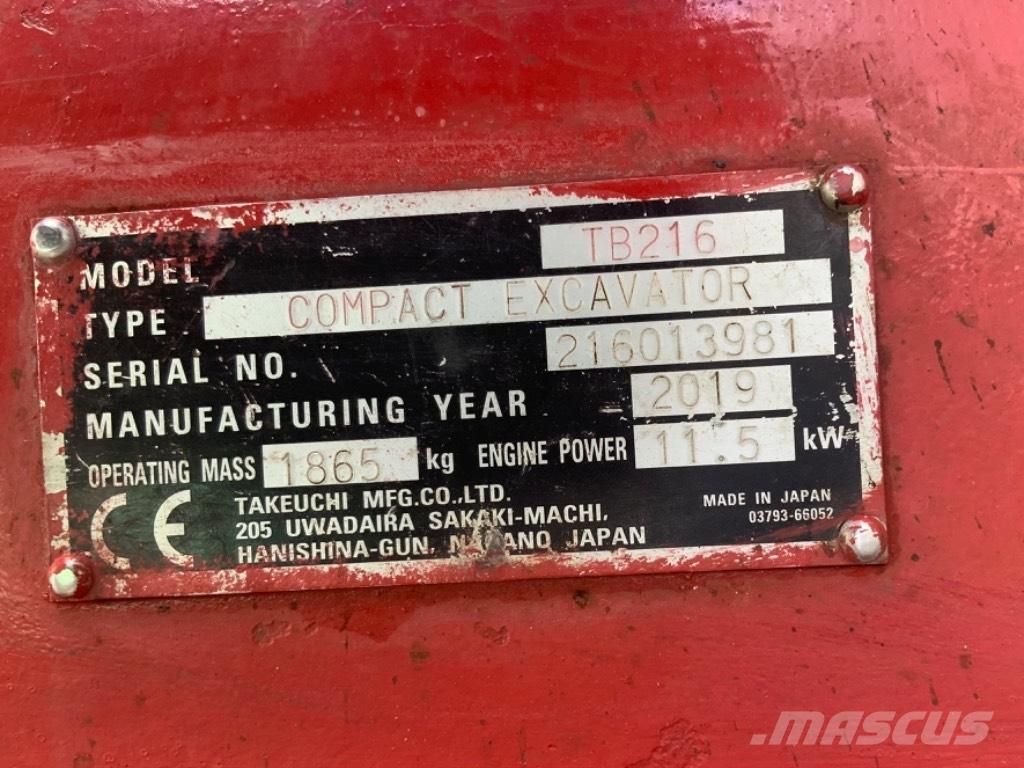 Takeuchi TB 216 Minigraafmachines < 7t