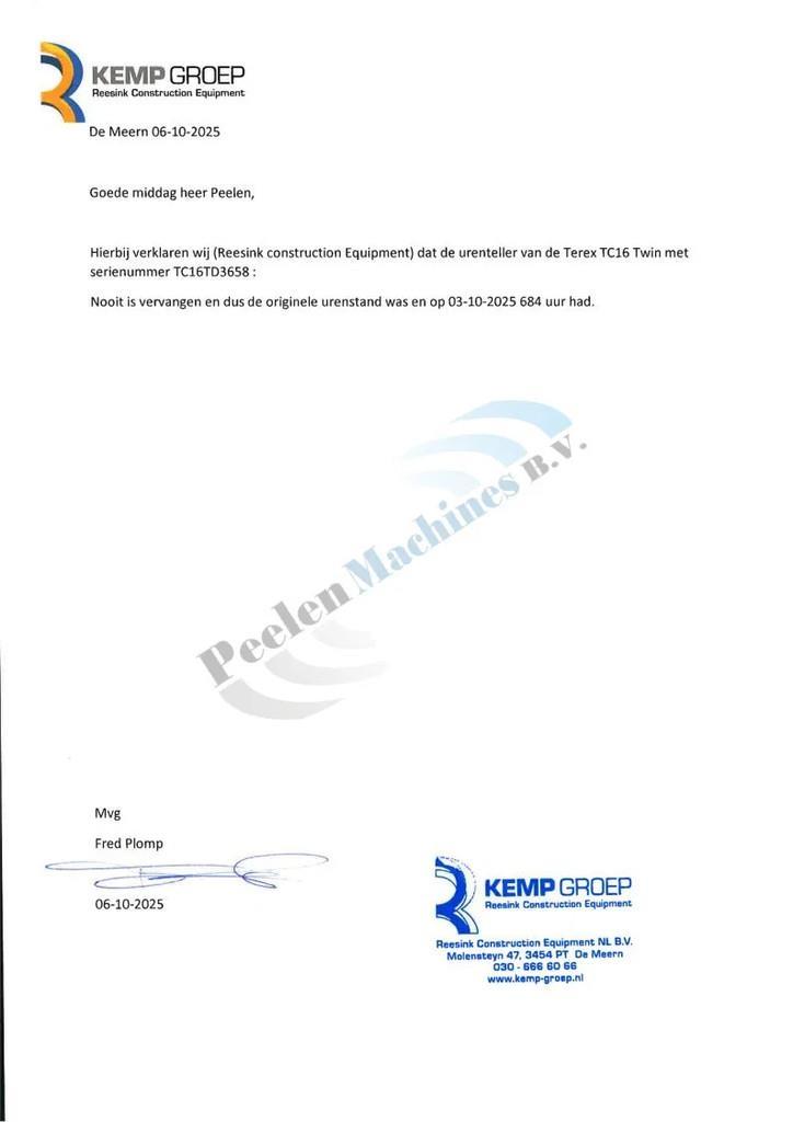 Terex TC16 Minigraafmachines < 7t