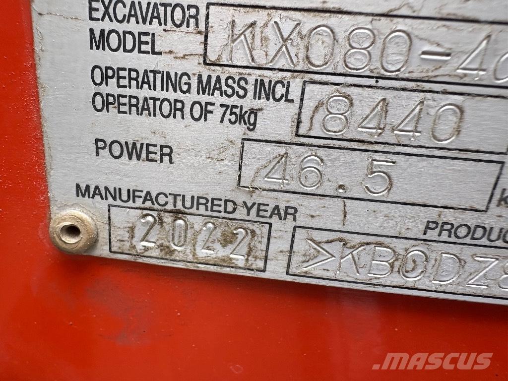 Kubota KX 080 Midigraafmachines 7t - 12t