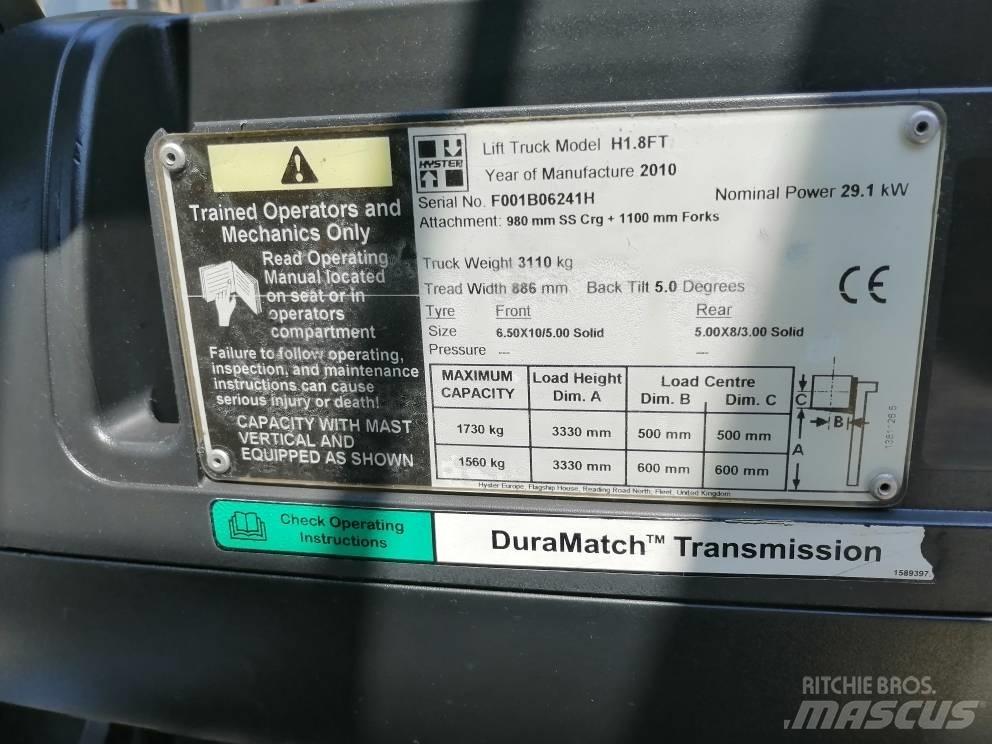 Hyster H 1.8 FT Diesel heftrucks