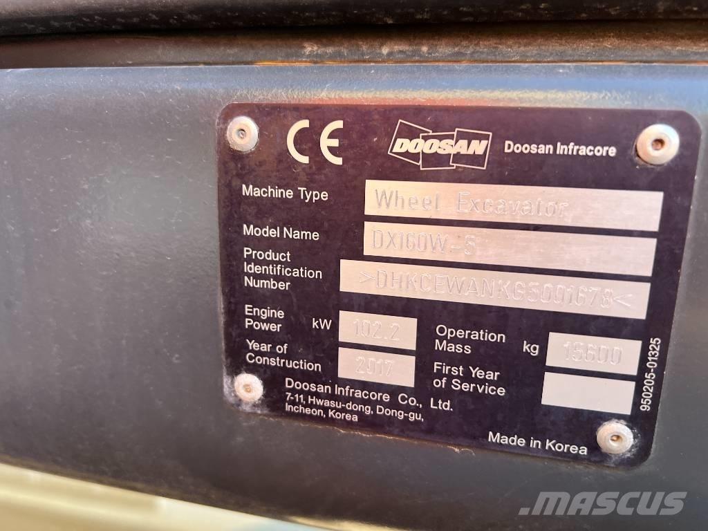 Doosan DX160W-5 Wielgraafmachines