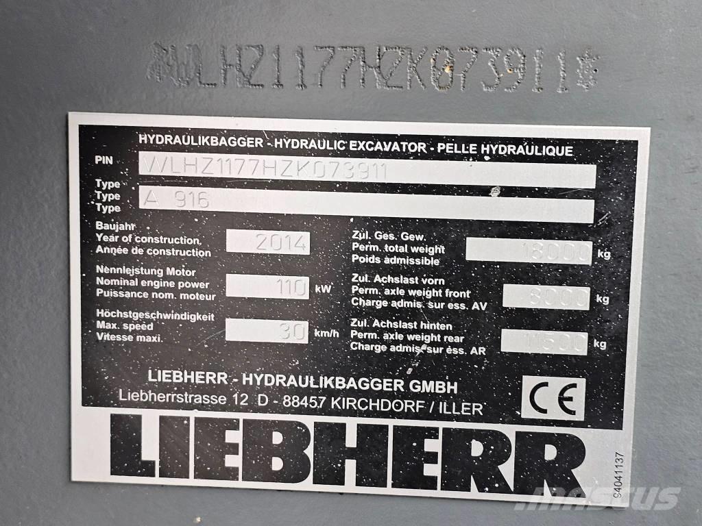 Liebherr A 916 Wielgraafmachines