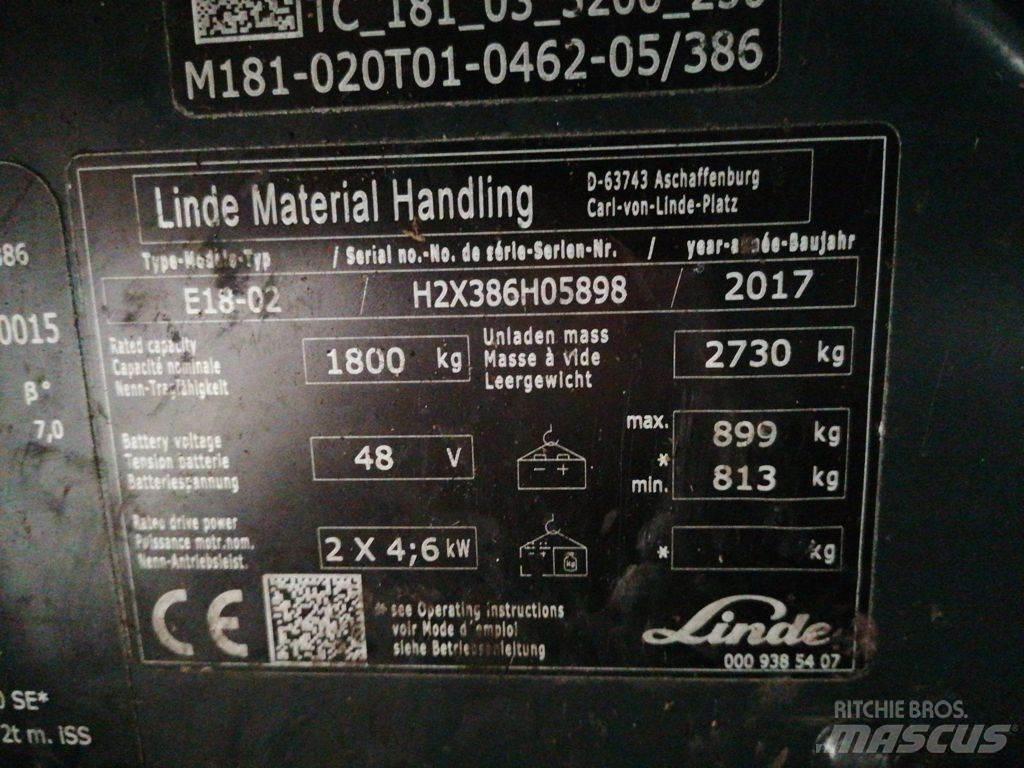 Linde E18-02 Elektrische heftrucks