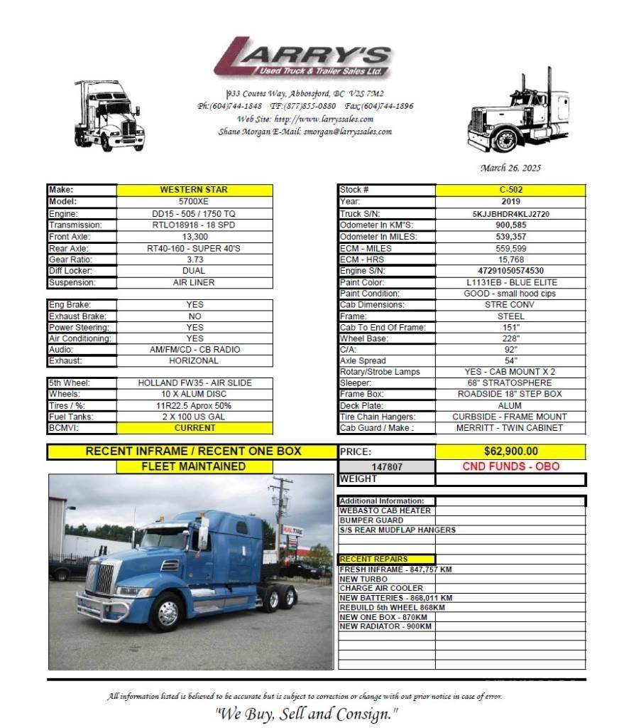 Western Star 5700 XE Trekkers