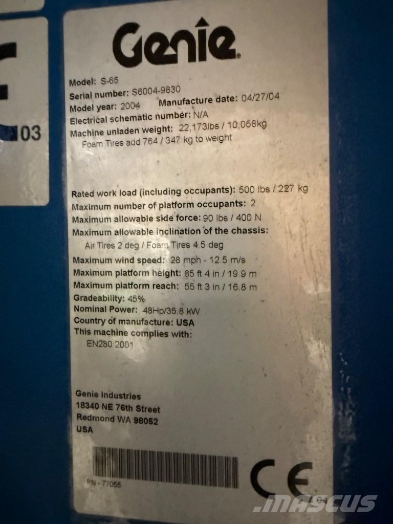 Genie S 65 Knikarmhoogwerkers