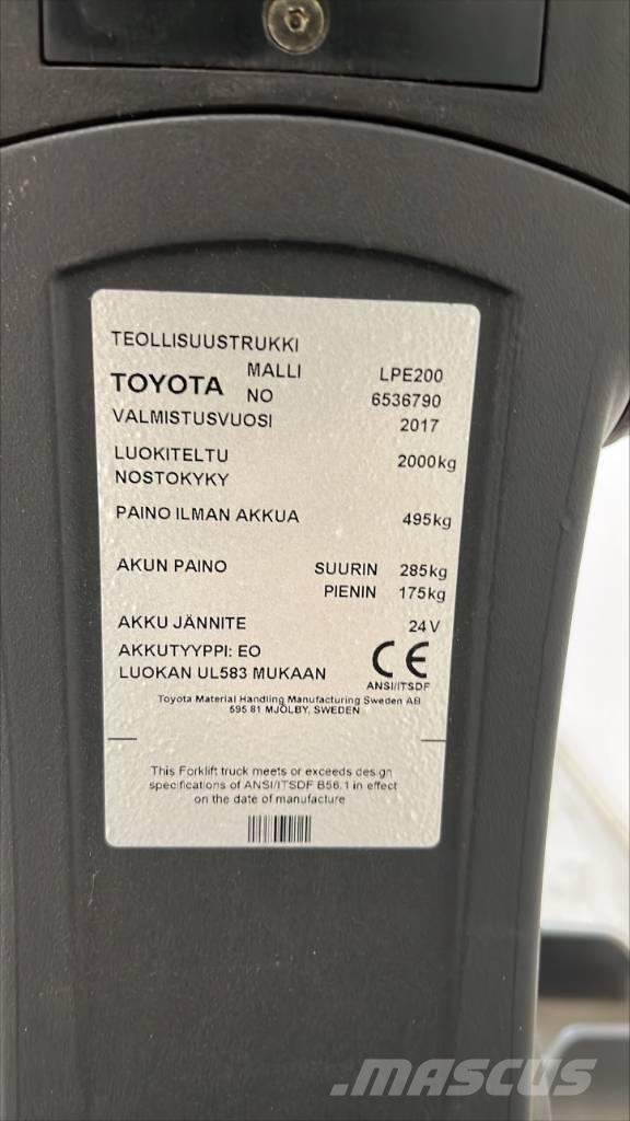 Toyota BT LPE 200 Pallettruck met meerij platform
